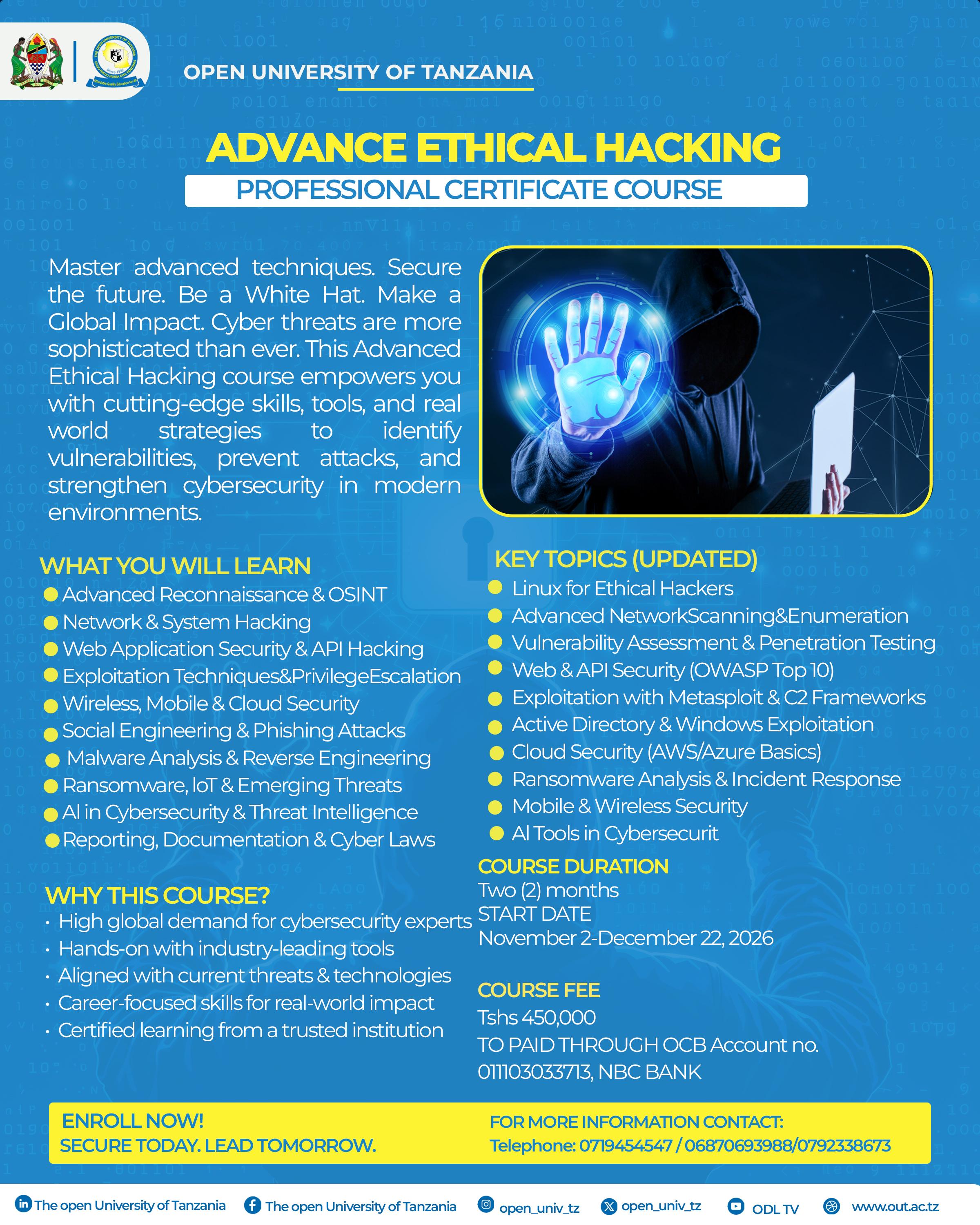 ADVANCE ETHICAL HACKING - PROFESSIONAL CERTIFICATE COURSE